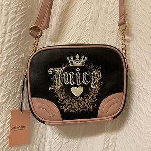 👛 Juicy Couture “Y2K Heritage” Crossbody Black + Pink Velour Bag NWT***